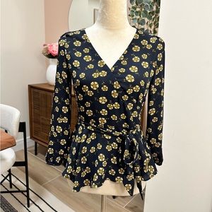 COPY - Loft XSP Floral Long-Sleeve Peplum Wrap Top